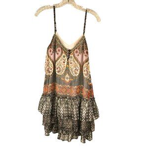 Babydoll Dress Band Of Gypsies Womens Multicolor Ruffle Hem Size Small JH1769